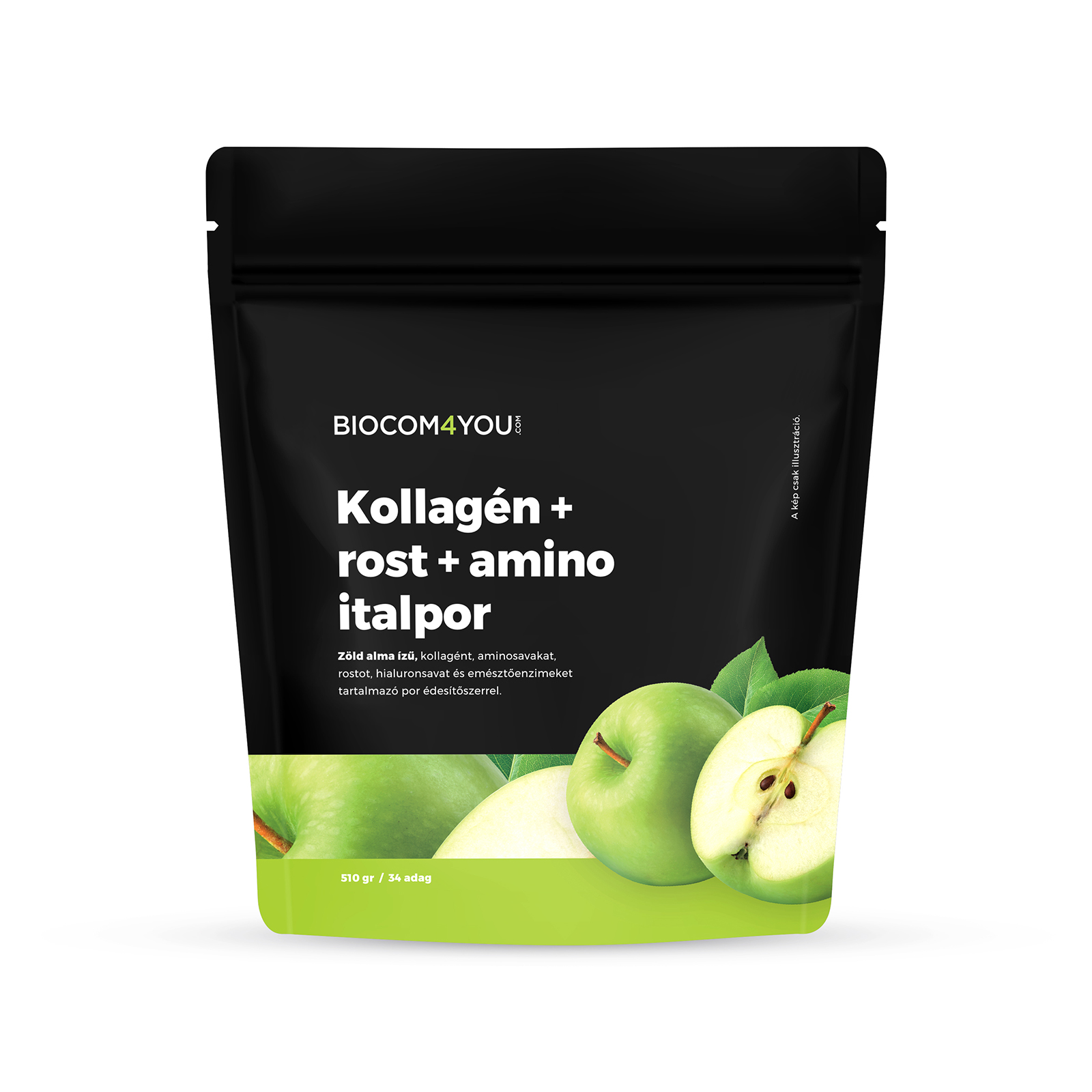 Kollagén+Rost+Amino ZöldAlma ízű doypack   