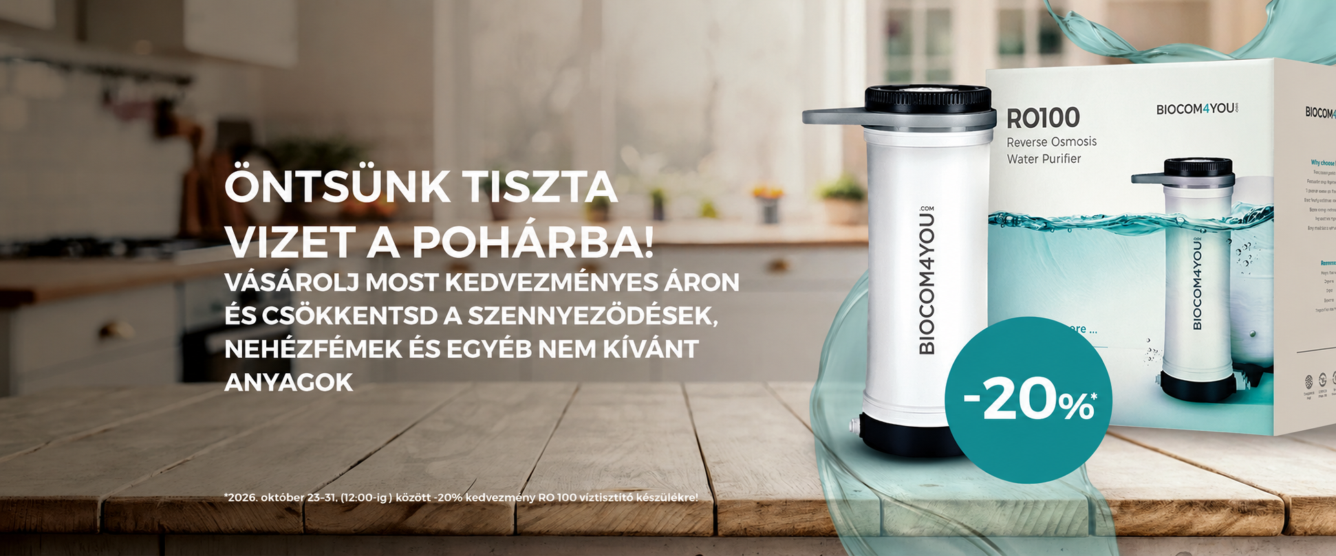 -20% kedvezmény RO 100 víztisztító készülékre