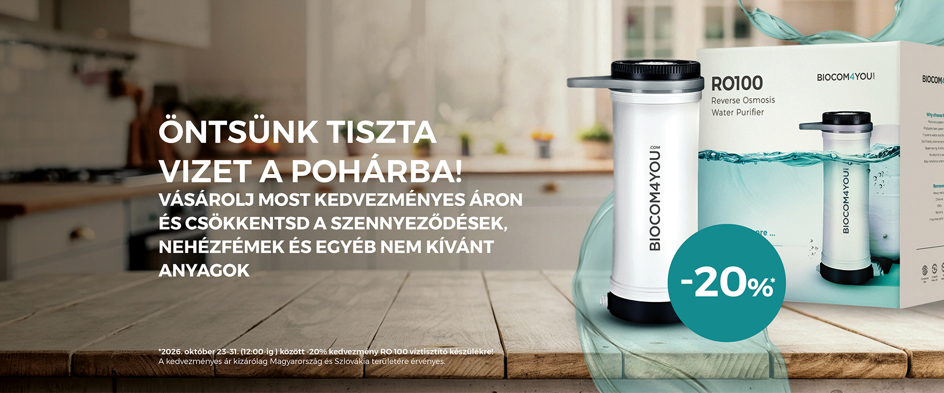 -20% kedvezmény RO 100 víztisztító készülékre_HU